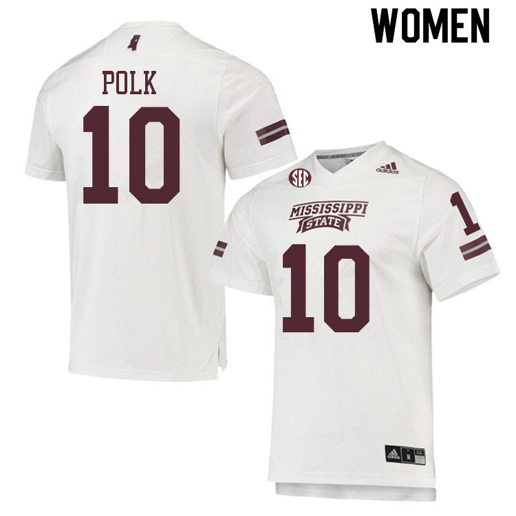 Women #10 Makai Polk Mississippi State Bulldogs College Football Jerseys Sale-White - Click Image to Close